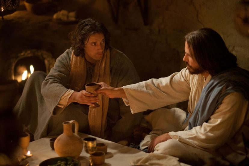 John with Jesus at the Last Supper. Image via churchofjesuschrist.org.