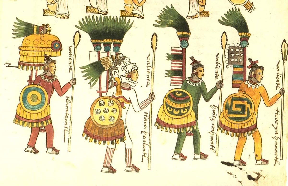 Aztec Warriors. From the Codex Mendoza, folio 67. Image via ancient.eu.