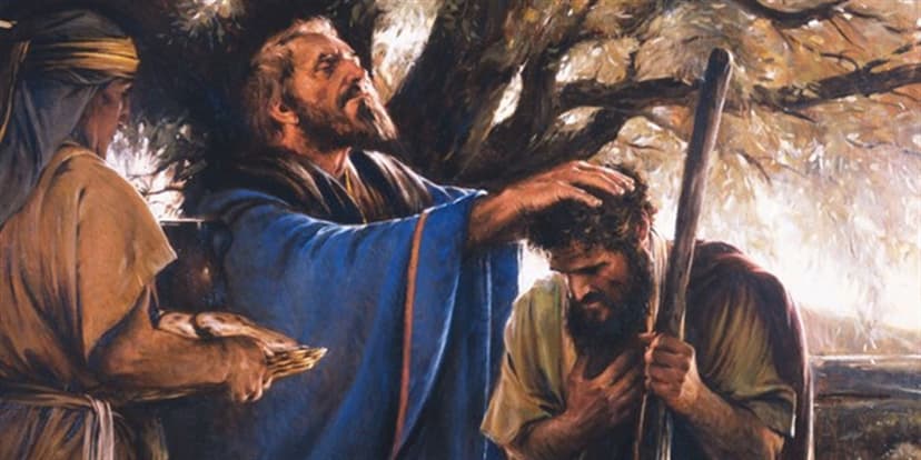 Melchizedek Blessing Abraham, by Walter Rane.