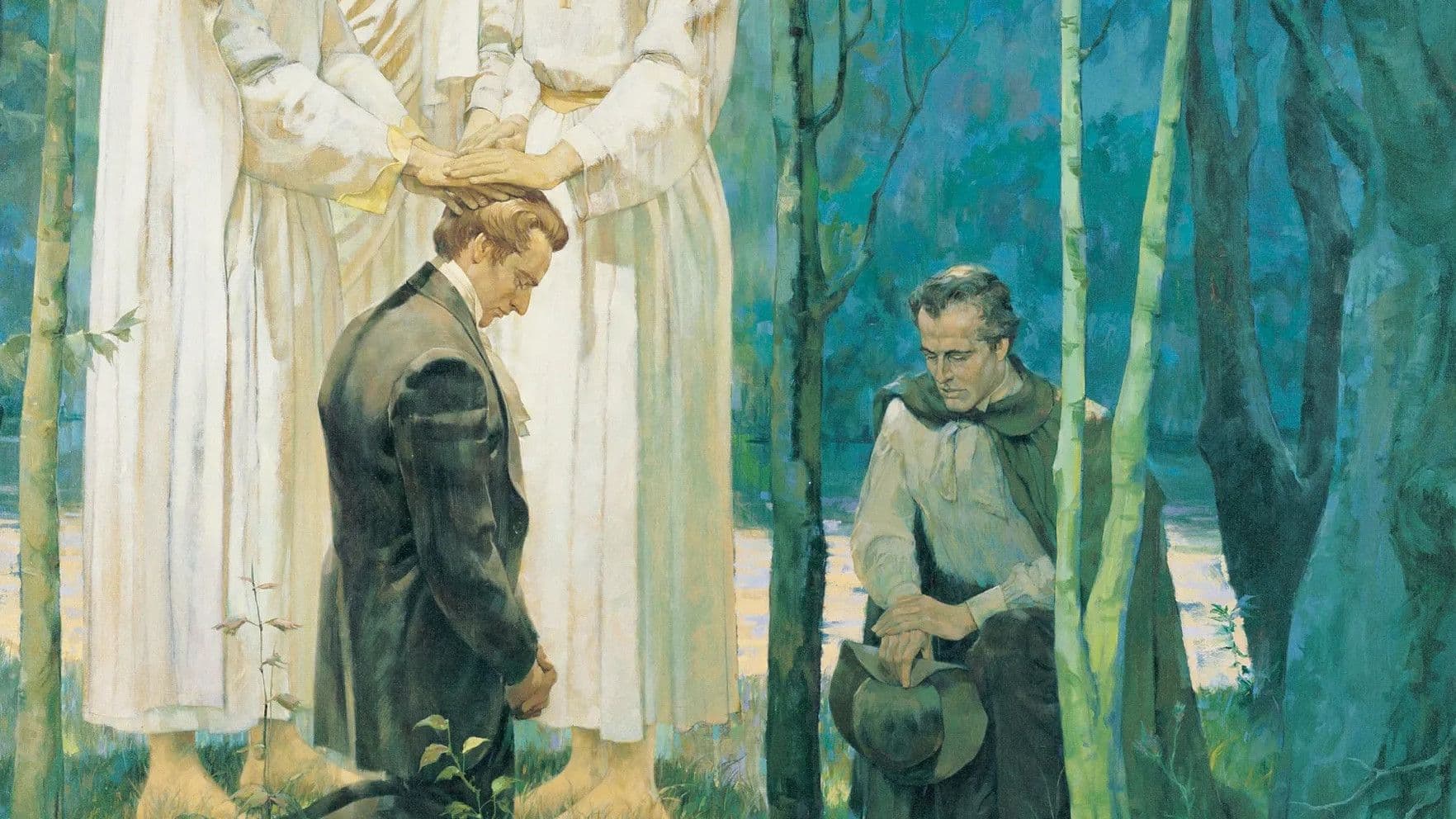 The Restoration of the Melchizedek Priesthood by Kenneth Riley. Image courtesy The Church of Jesus Christ of Latter-day Saints