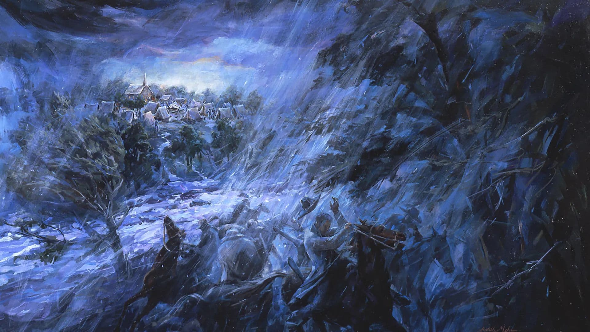 Zion’s Camp (Zion’s Camp at Fishing River), by Judith A. Mehr. Image courtesy The Church of Jesus Christ of Latter-day Saints