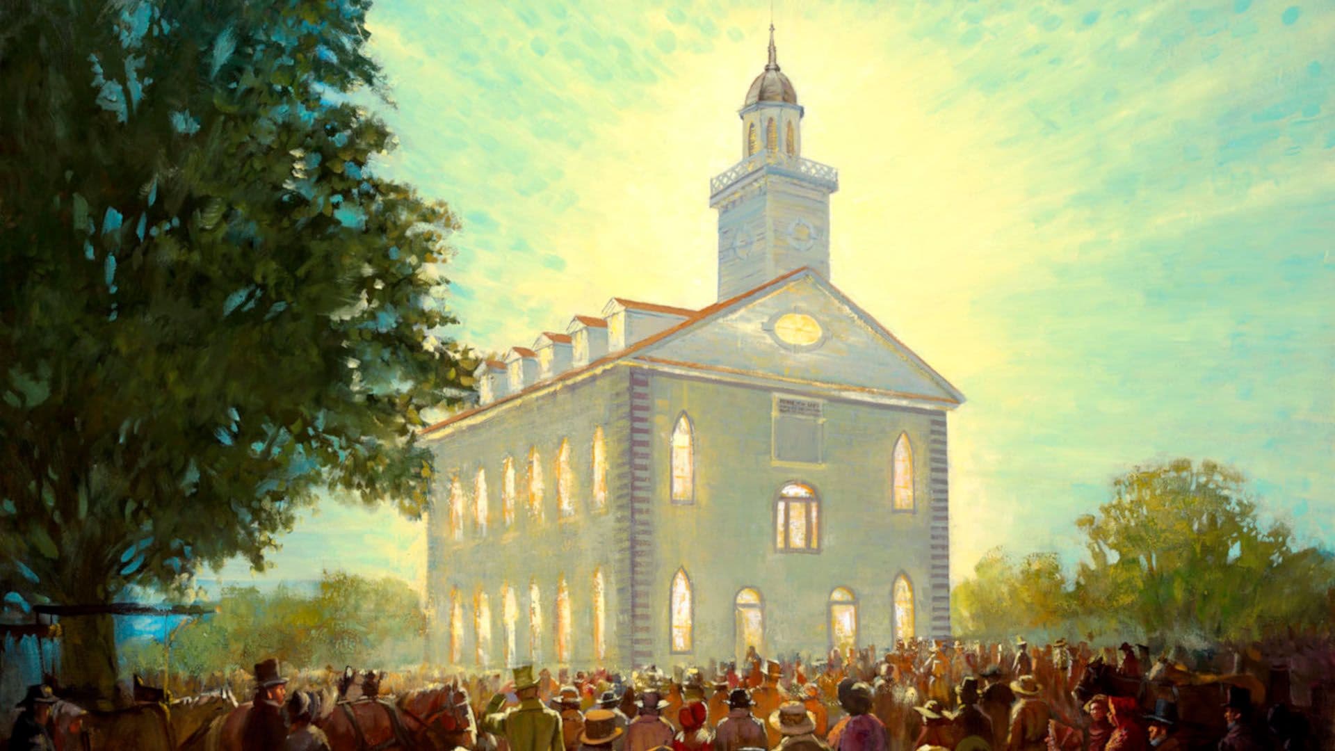 Detail of "Glorious Light - Kirtland Temple," by Glen S. Hopkinson. Image courtesy of The Church of Jesus Christ of Latter-day Saints.