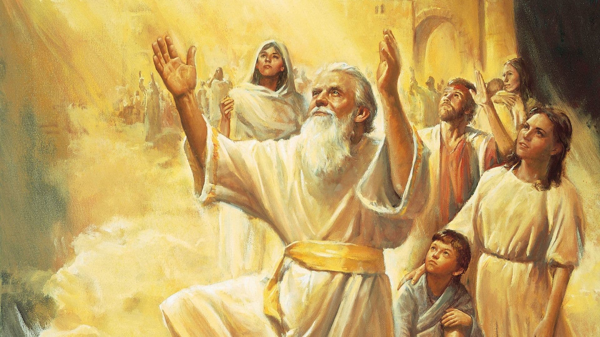 Detail of Enoch and His People Are Taken Up to God (City of Zion Translated or City of Zion Is Taken Up), by Del Parson. Courtesy of The Church of Jesus Christ of Latter-day Saints.