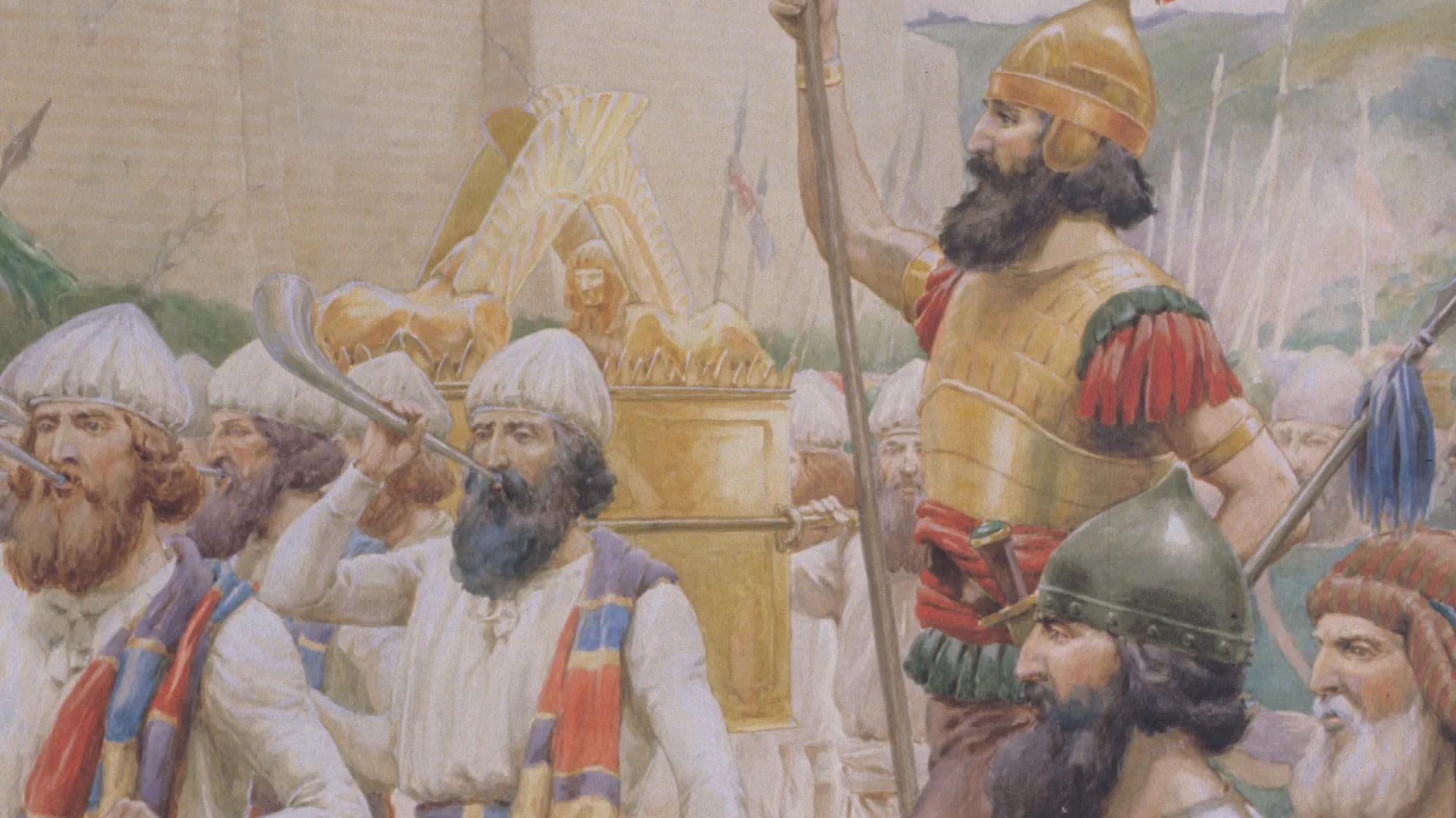 Detail of "Joshua Taking Jericho (The Taking of Jericho)" by Frank Adams. Image courtesy of The Church of Jesus Christ of Latter-day Saints.