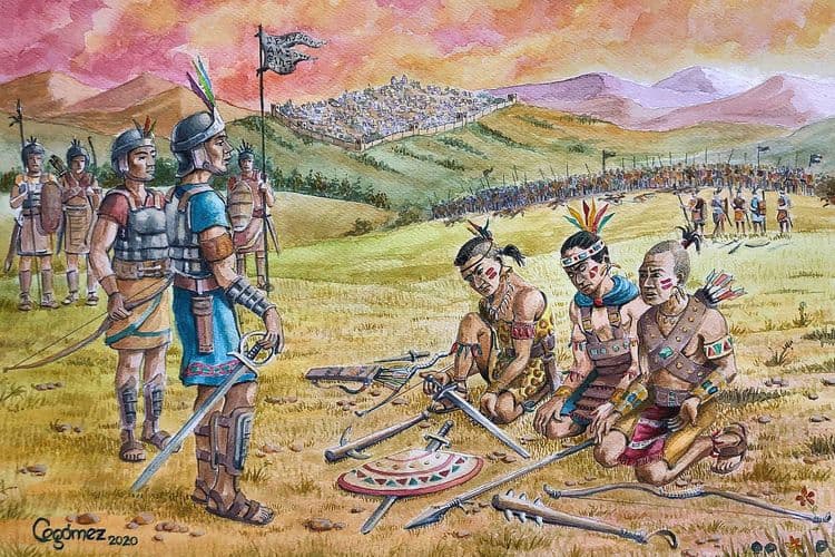 los-capitanes-lamanitas-entregan-sus-armas-de-guerra-moroni media related image