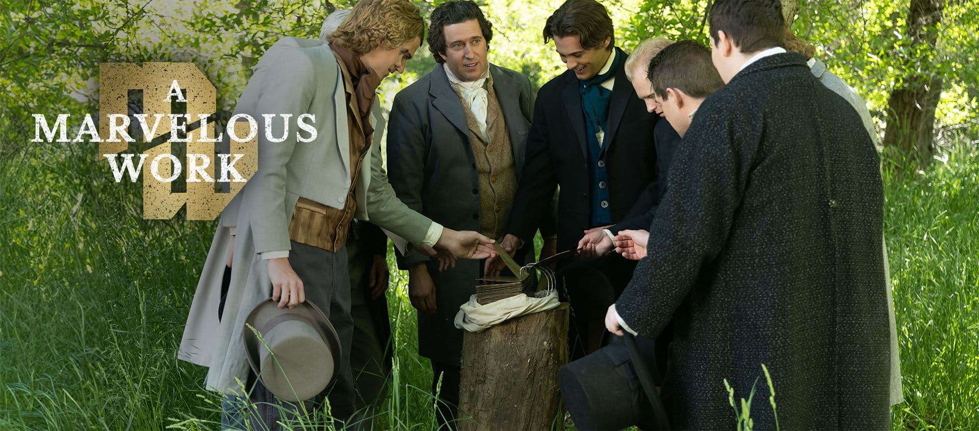 Photo of a reenactment of the witnesses seeing the gold plates.